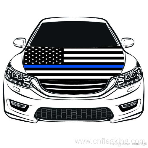 Thin Blue Line USA car hood Flag 100% Elastic Fabrics Can be Washed 100*150cm